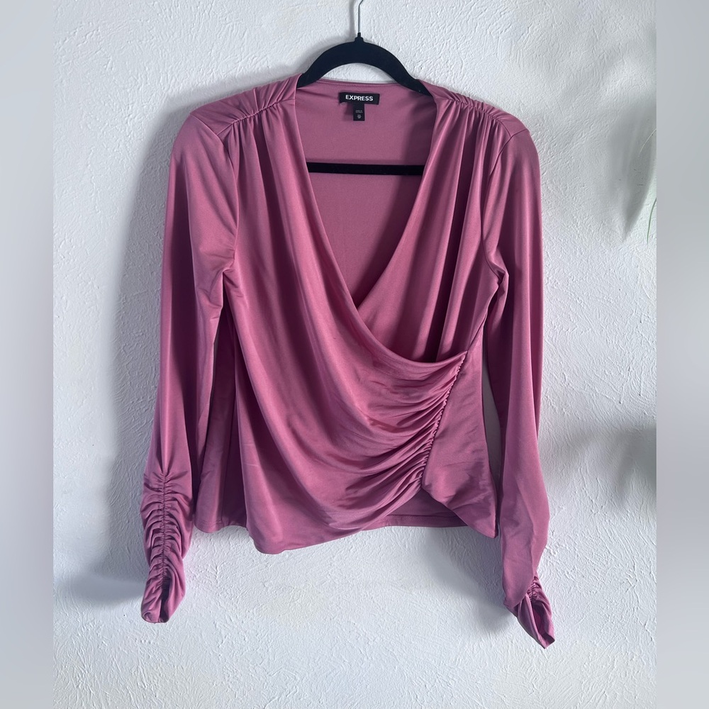 Express Body Countour Women's Mauve Ruched Blouse - XS